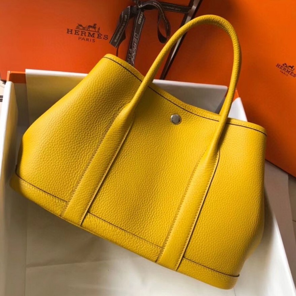 High Quality Replica Hermes Garden Party 30 Bag In Yellow Taurillon Leather $ 369 USD