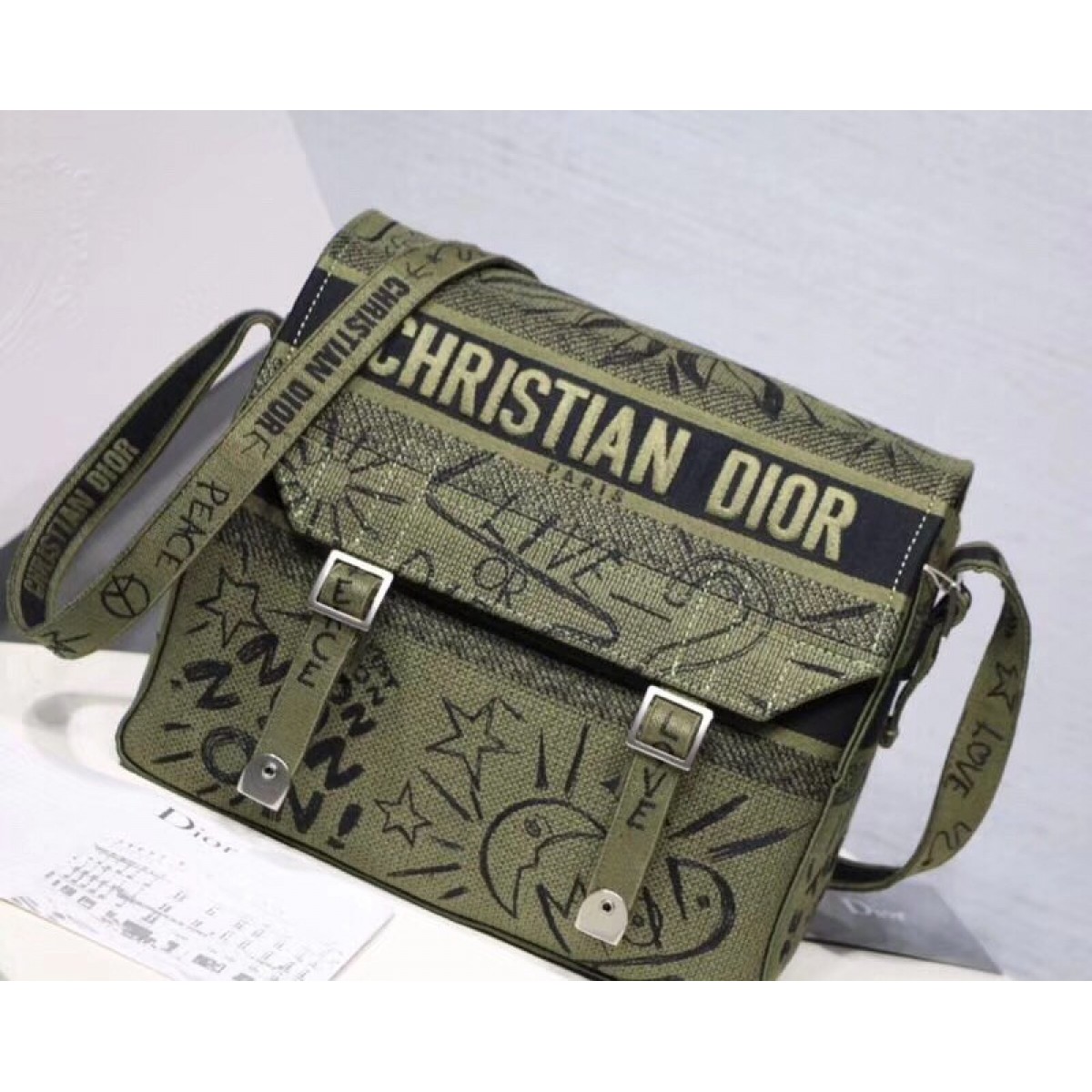 Dior Diorcamp Messenger Bag In Green Embroidered Canvas High Quality Replica